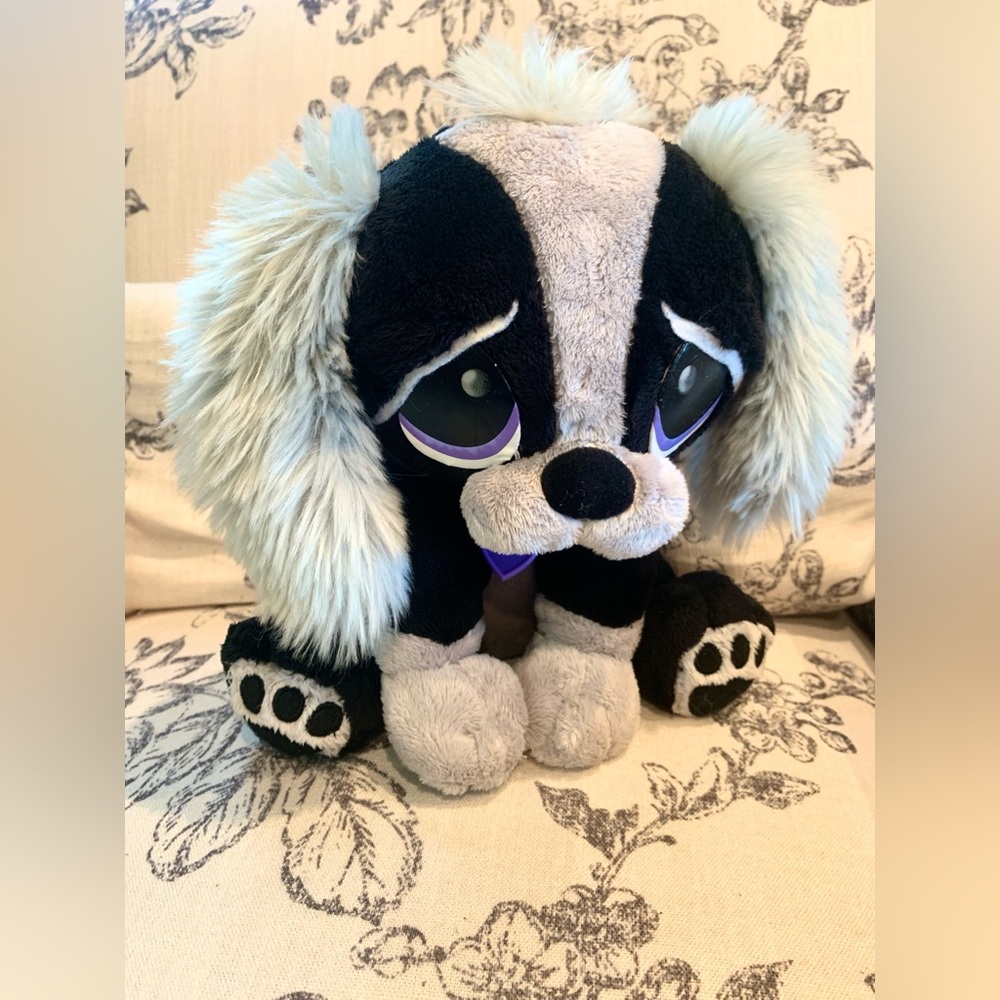 Charming Black and Gray Stuffed Dog